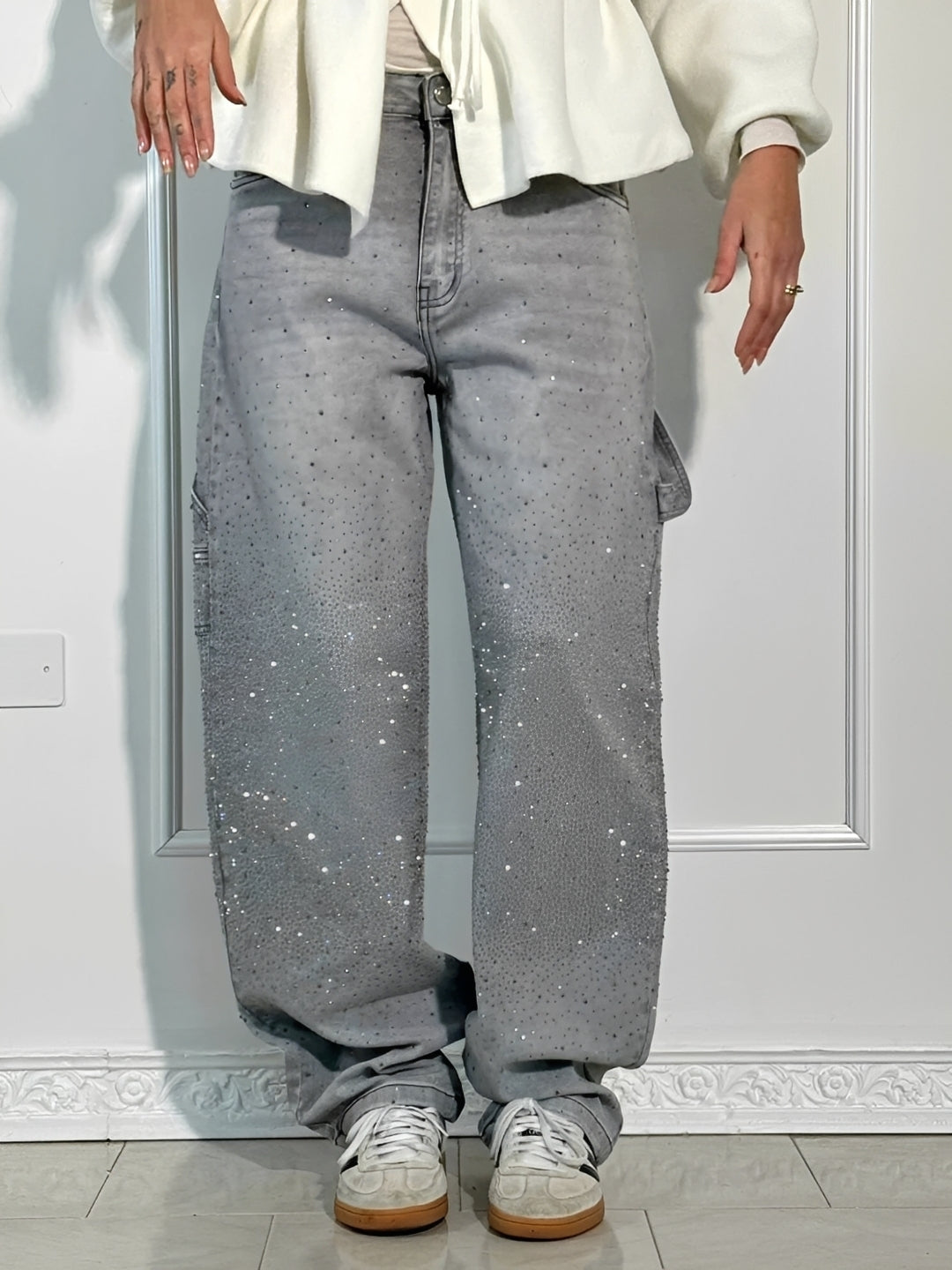 Sami - Jeans de Pierna Ancha con Brillos