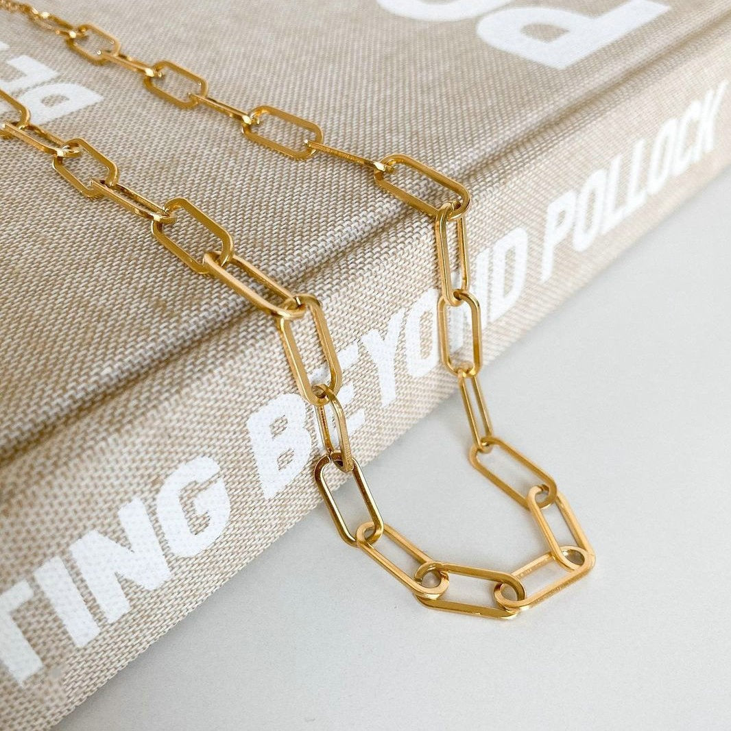 Lena – Collar paperclip bañado en oro de 18K
