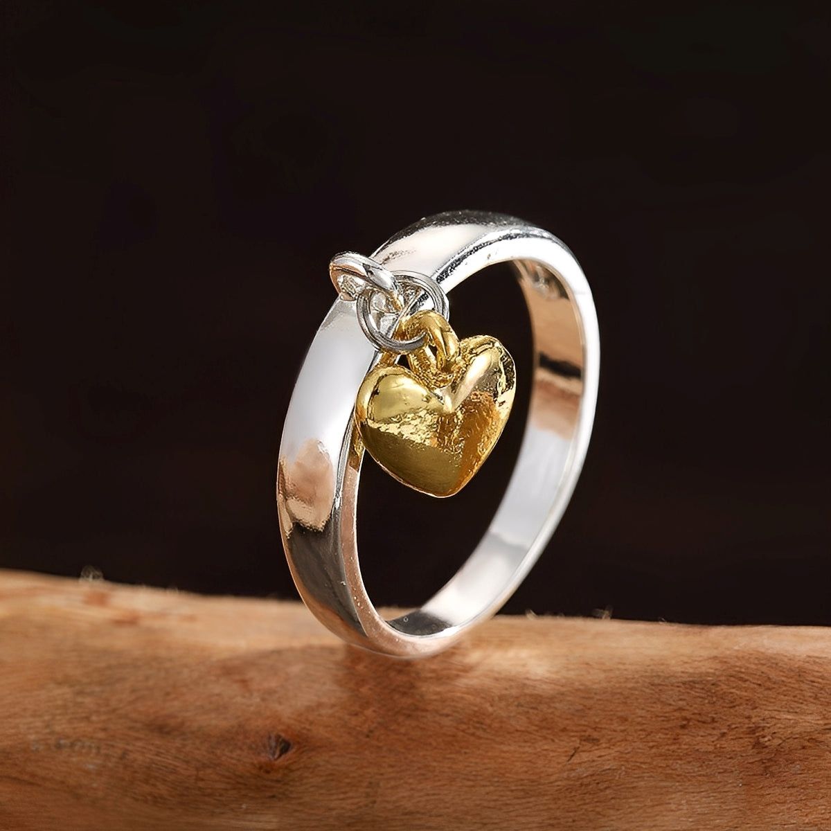 Maelie – Anillo de plata con corazón móvil estilo retro