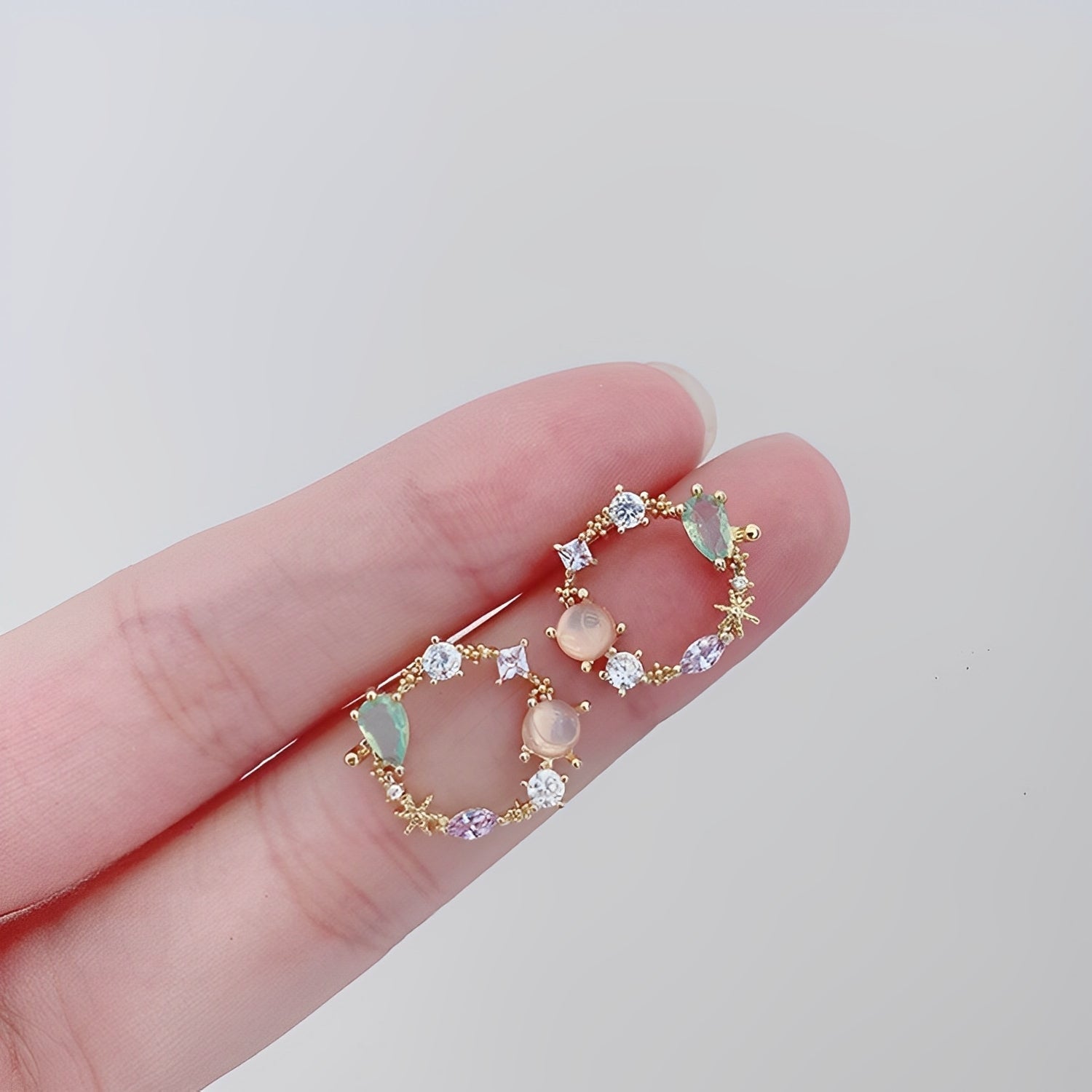 Florina – Pendientes Flor de Cristal y Oro Rosa