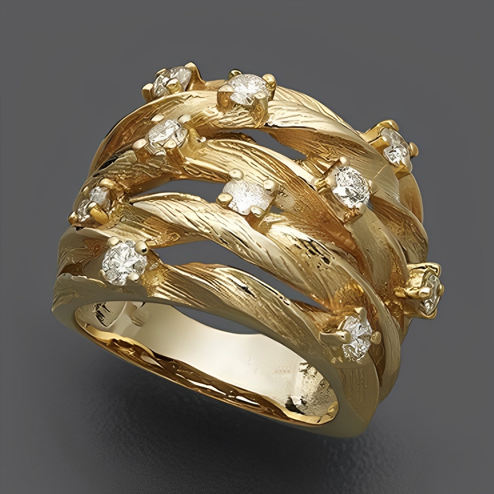 Marisse – Anillo dorado de estilo vintage con brillo sutil