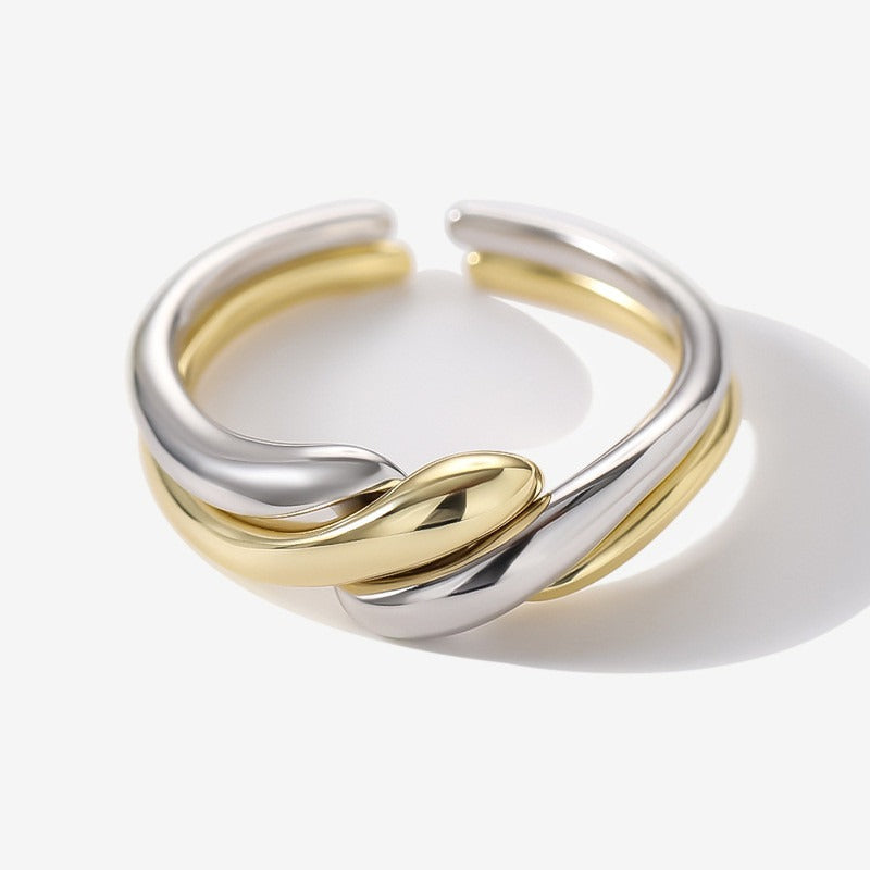 Elaine – Anillo S925 de plata con ola de agua irregular