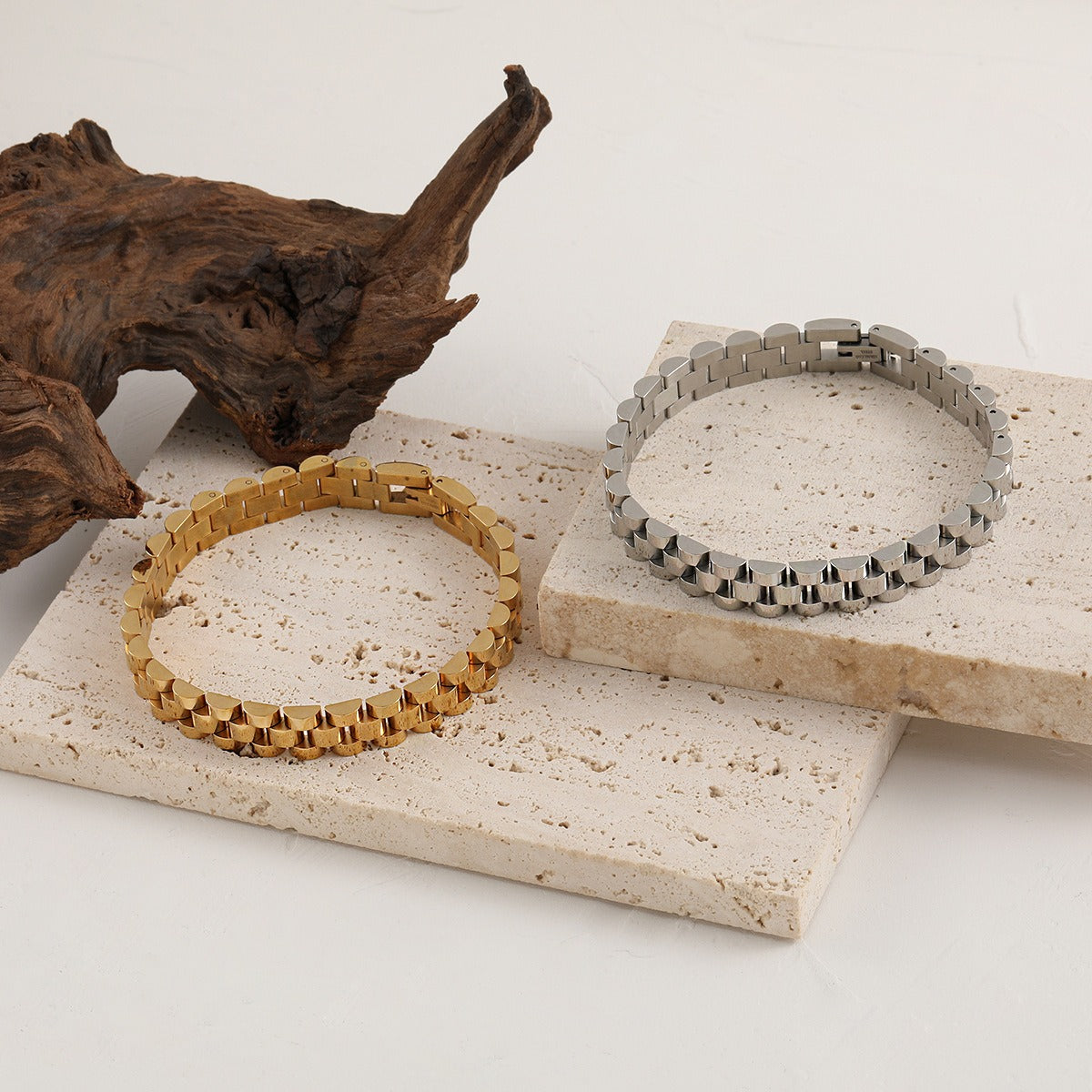 Bianca – Pulsera de cadena cubana estilo reloj