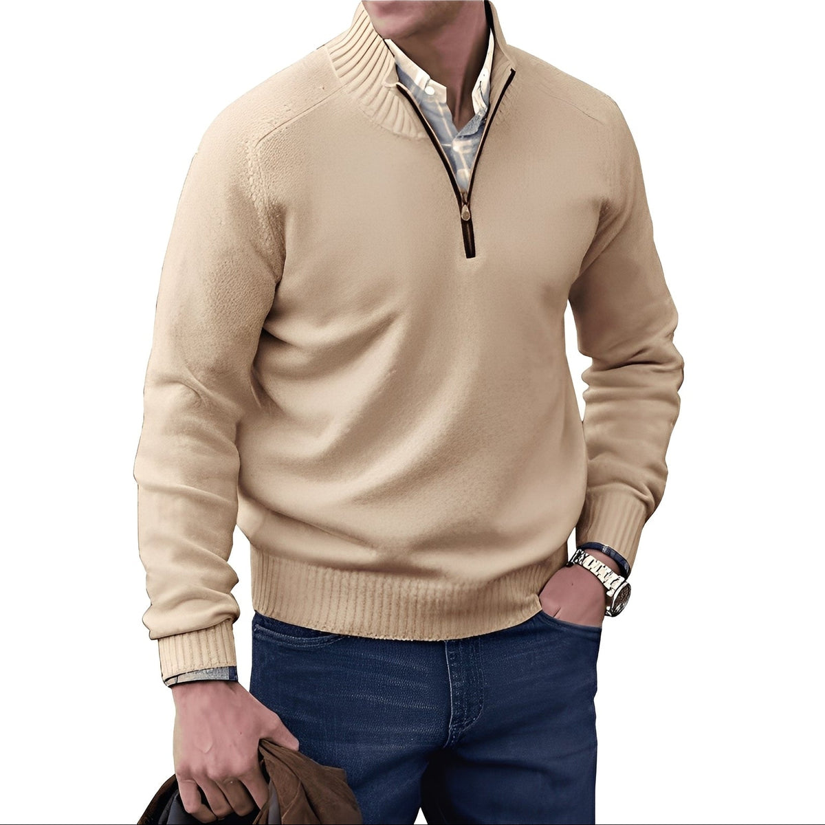 Kian - Suéter moderno para hombre con cremallera práctica