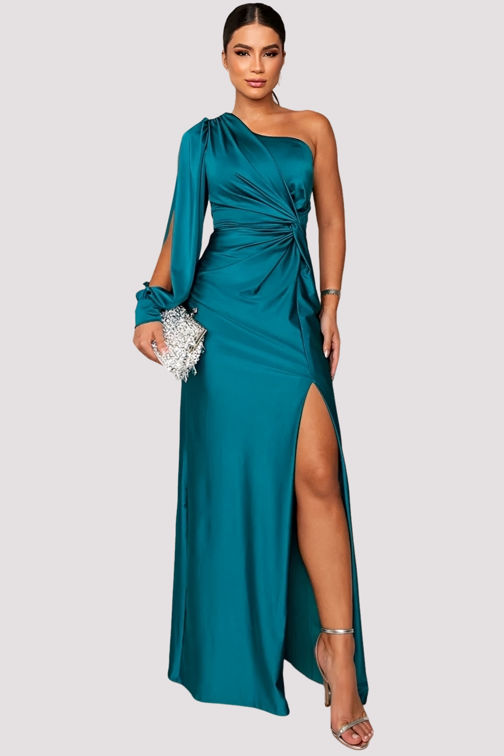 Yaseen - Elegante Vestido de Un Hombro con Abertura