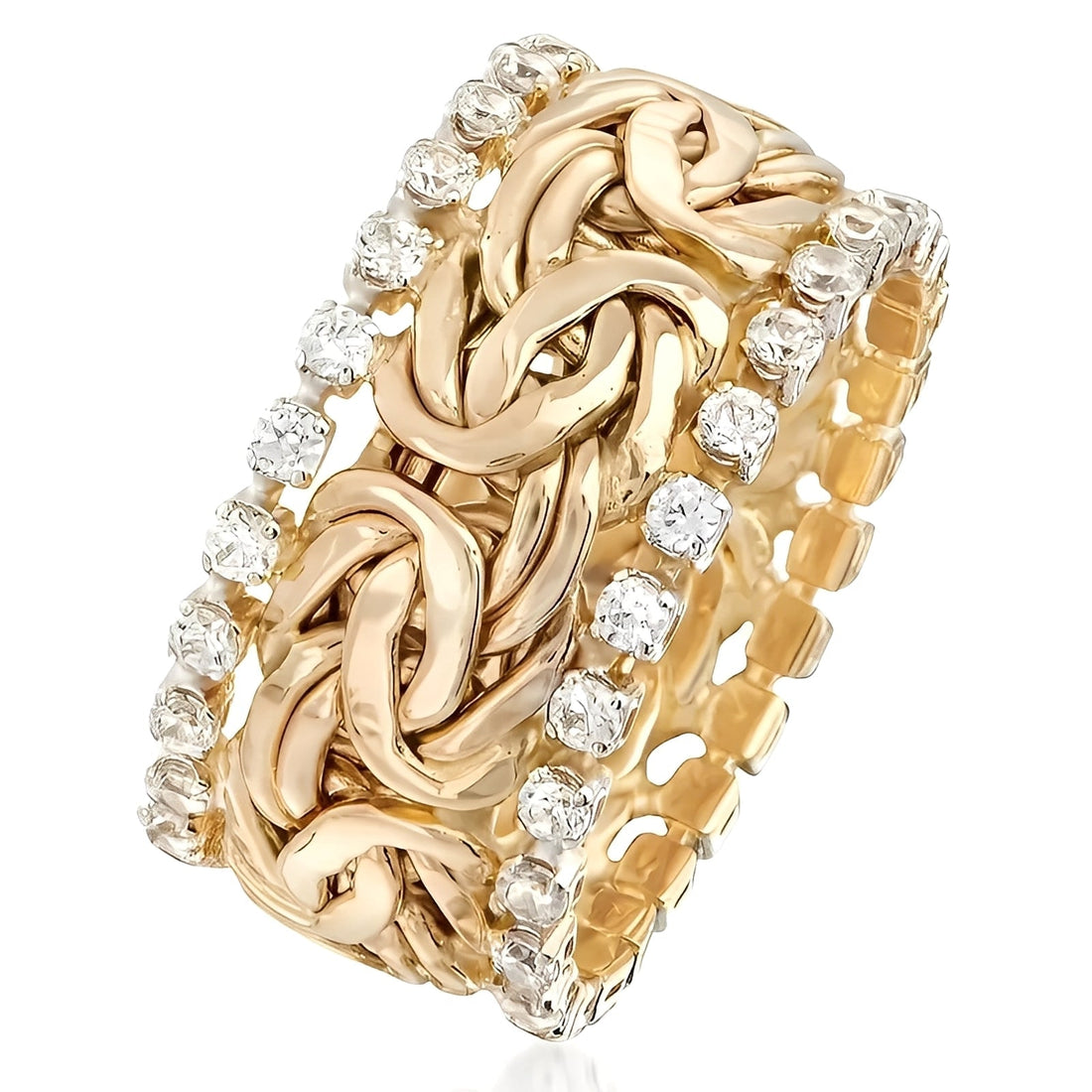 Lydia – Joya de oro trenzado con circonitas