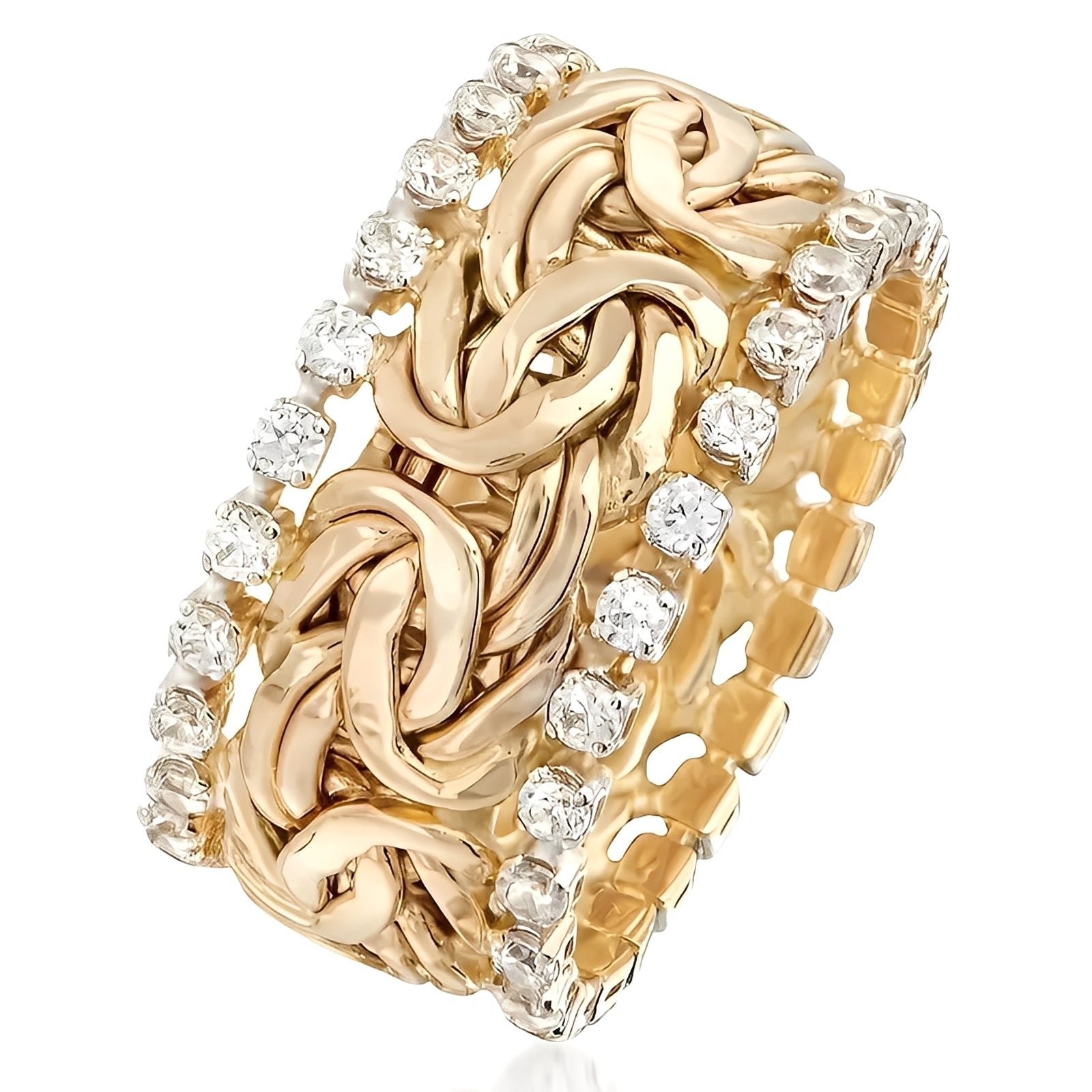 Lydia – Joya de oro trenzado con circonitas