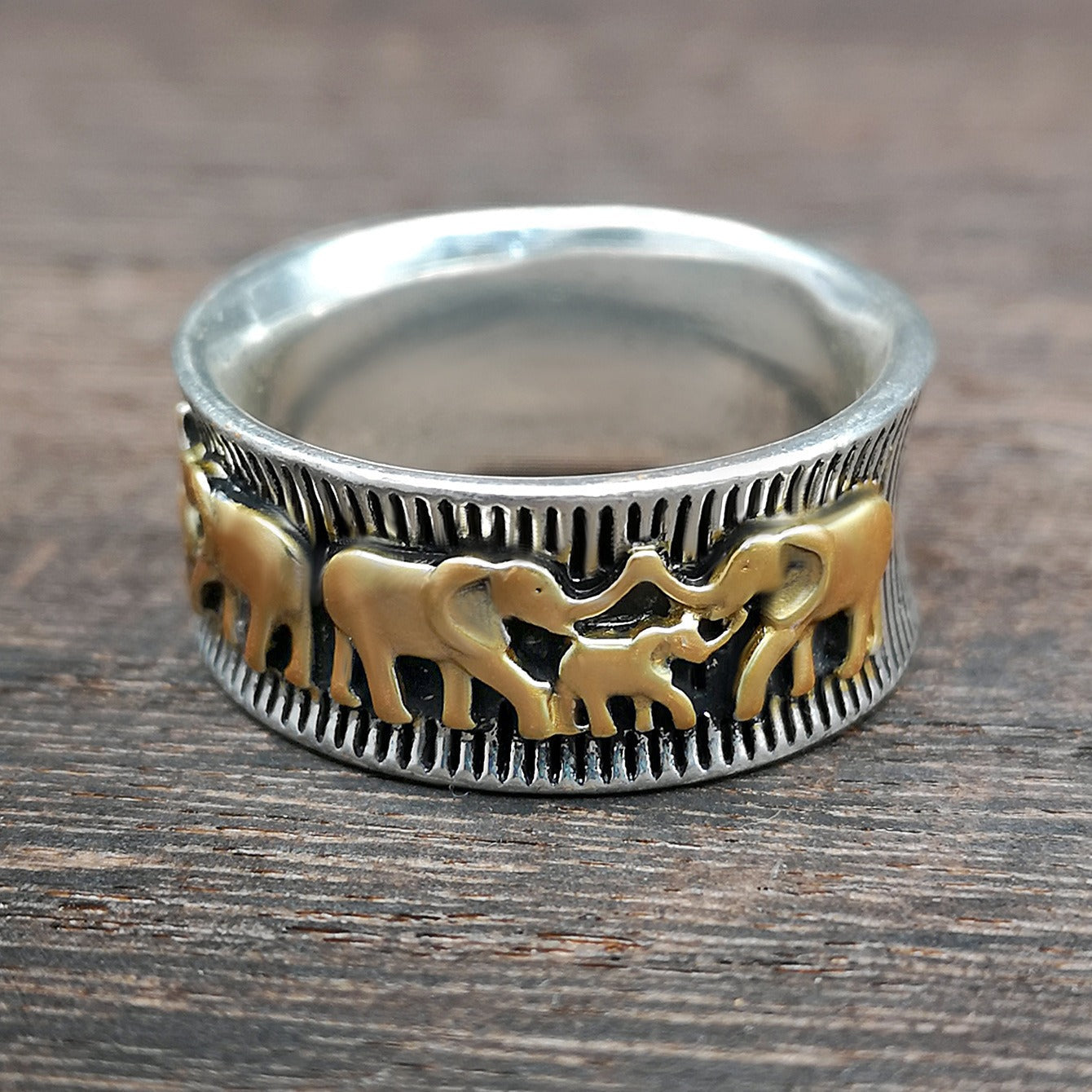 Eli – Anillo de elefante dorado vintage