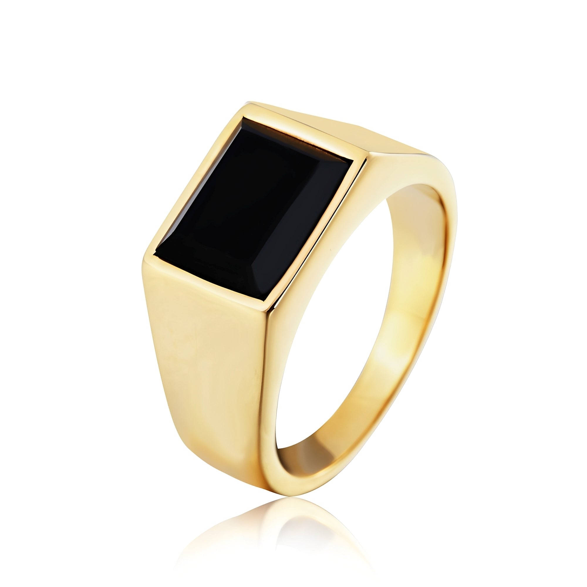 Daro – Anillo Sello Masculino con Piedra Negra