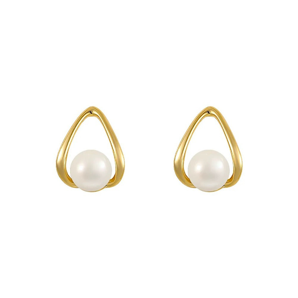 Geah – Pendientes de perlas de oro huecas