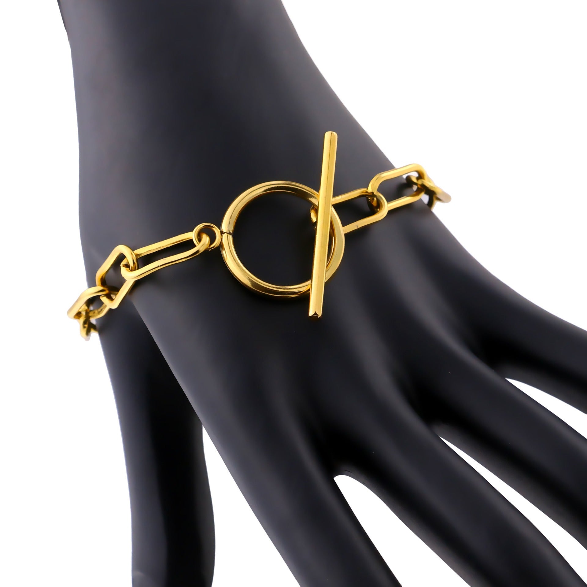 Millie – Pulsera T-Bar con eslabones rectangulares de oro
