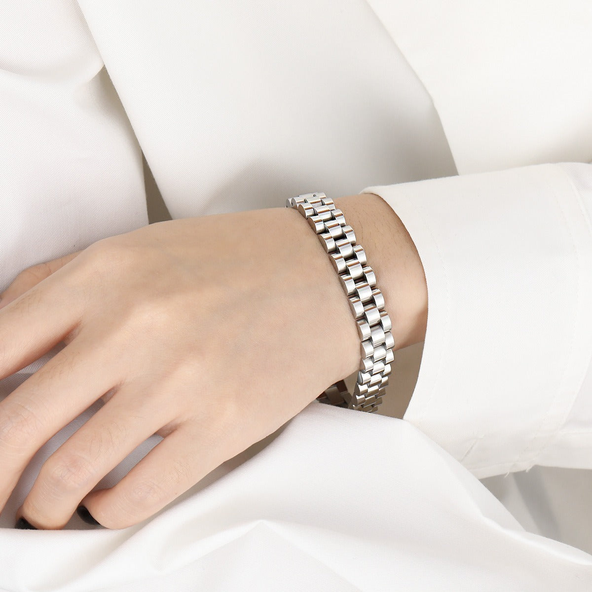 Bianca – Pulsera de cadena cubana estilo reloj