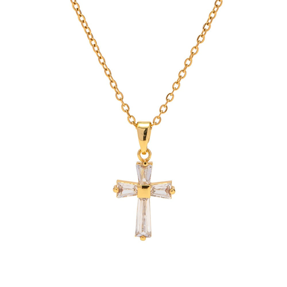 Mae – Collar dorado con cruz de circonitas
