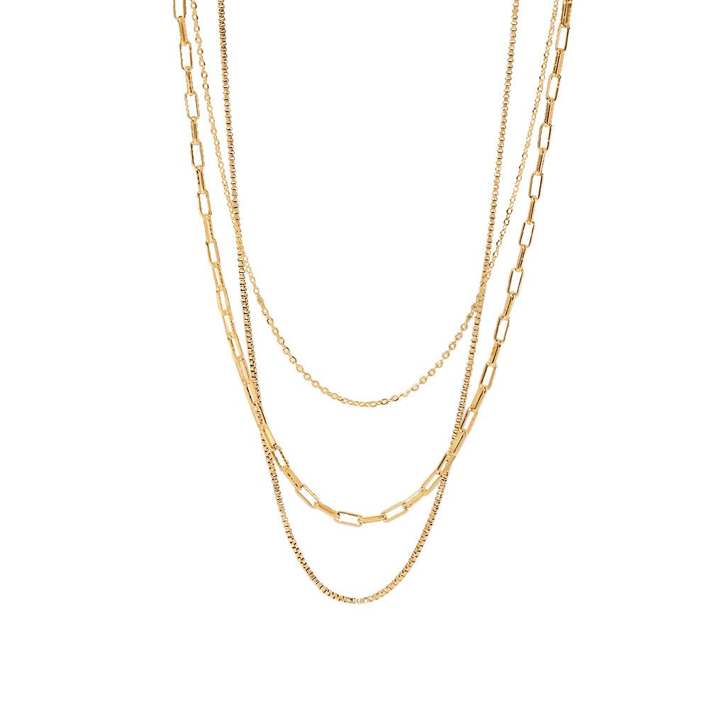 Lena – Collar Bañado en Oro con 3 Filas