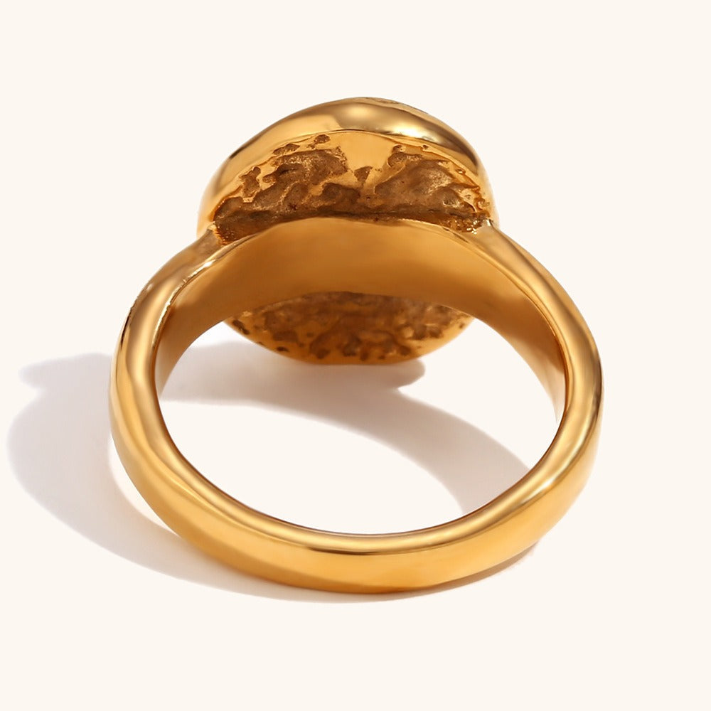 Solenya – Anillo cristal oro con motivo sol-luna