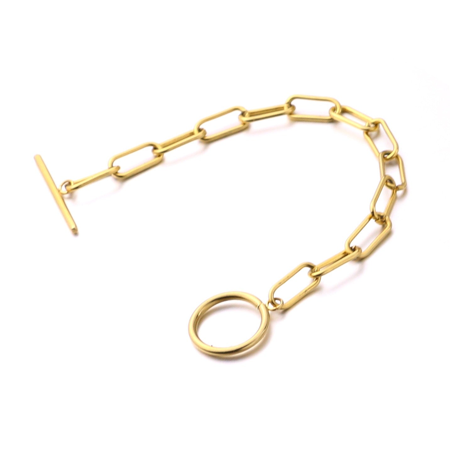 Millie – Pulsera T-Bar con eslabones rectangulares de oro