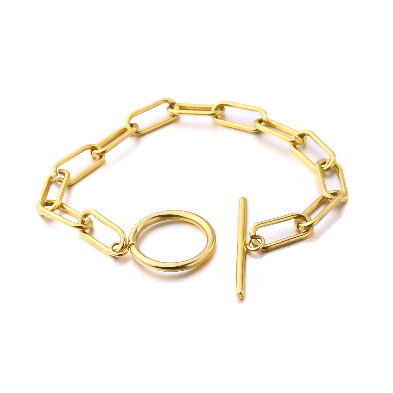 Millie – Pulsera T-Bar con eslabones rectangulares de oro