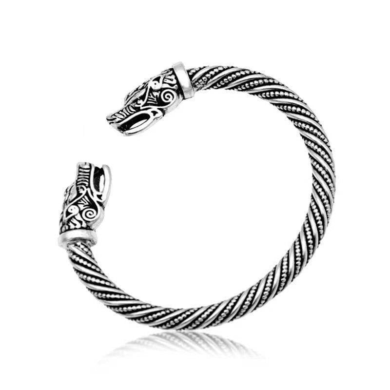 Ragnar – Pulsera vikinga en aspecto de plata antigua para hombres