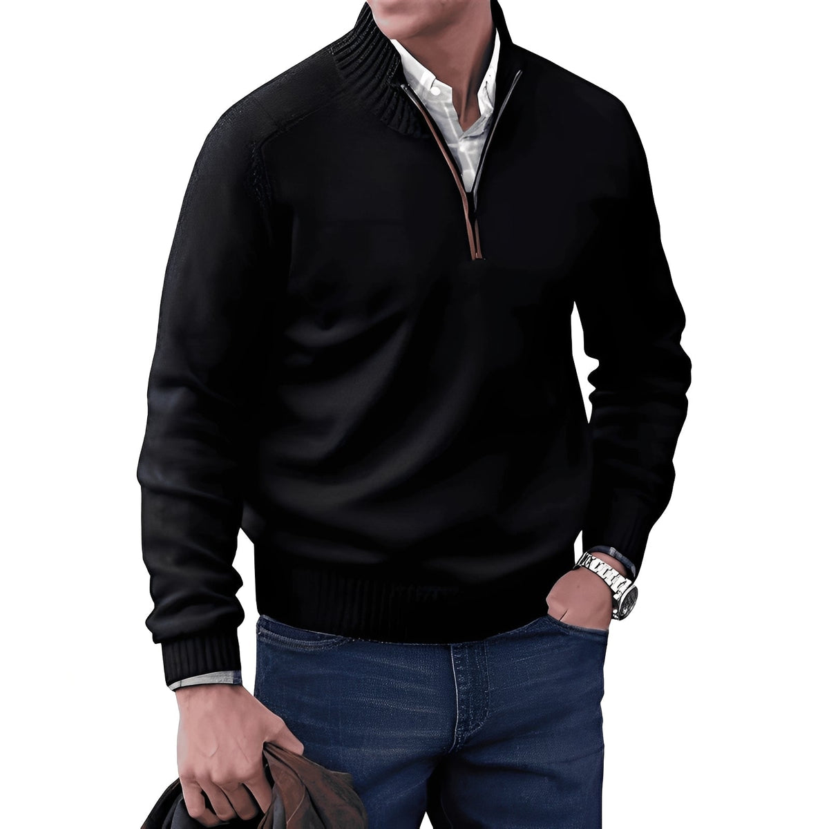 Kian - Suéter moderno para hombre con cremallera práctica
