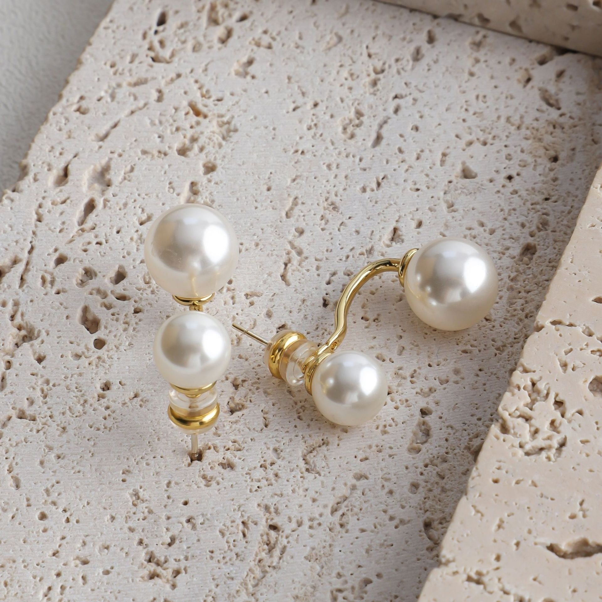 Mav – Pendientes de perla doble elegante
