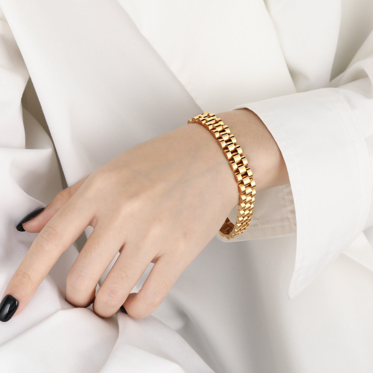 Bianca – Pulsera de cadena cubana estilo reloj