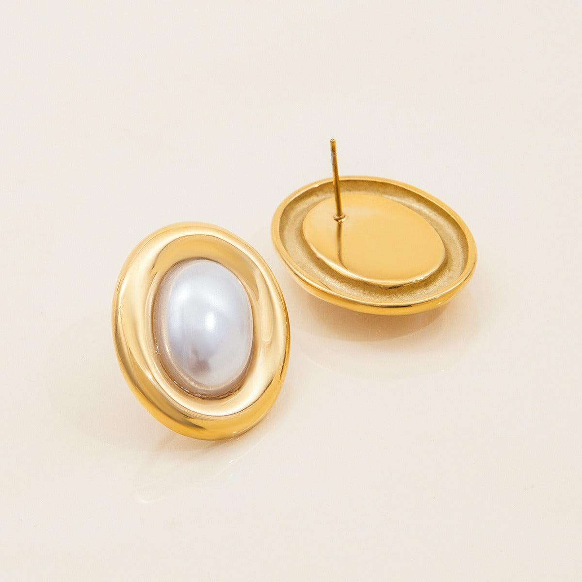 Colette – Pendientes vintage de perla de acero inoxidable