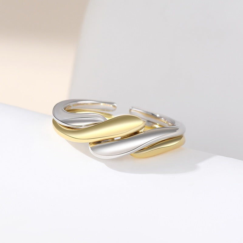 Elaine – Anillo S925 de plata con ola de agua irregular