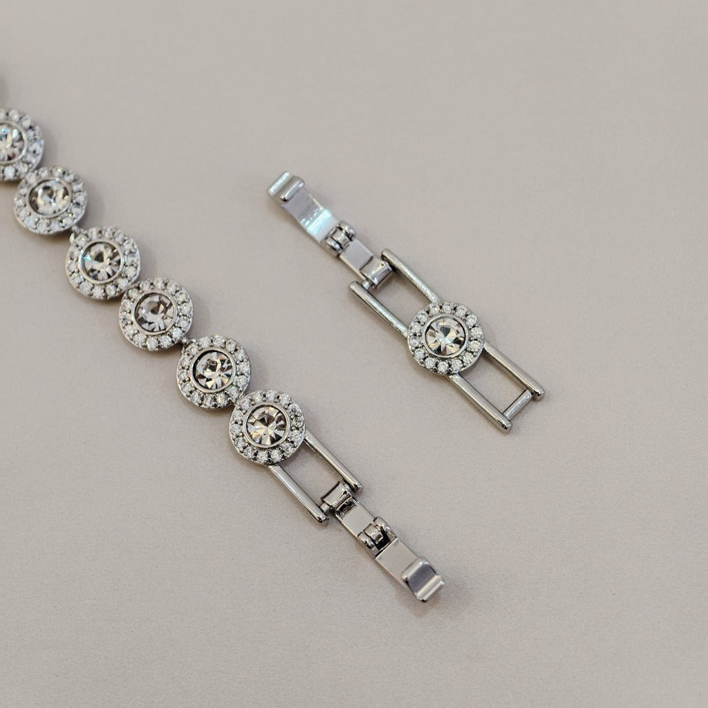 Victoria – Collar y pulsera con botón redondo brillante