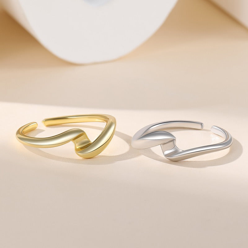 Elaine – Anillo S925 de plata con ola de agua irregular