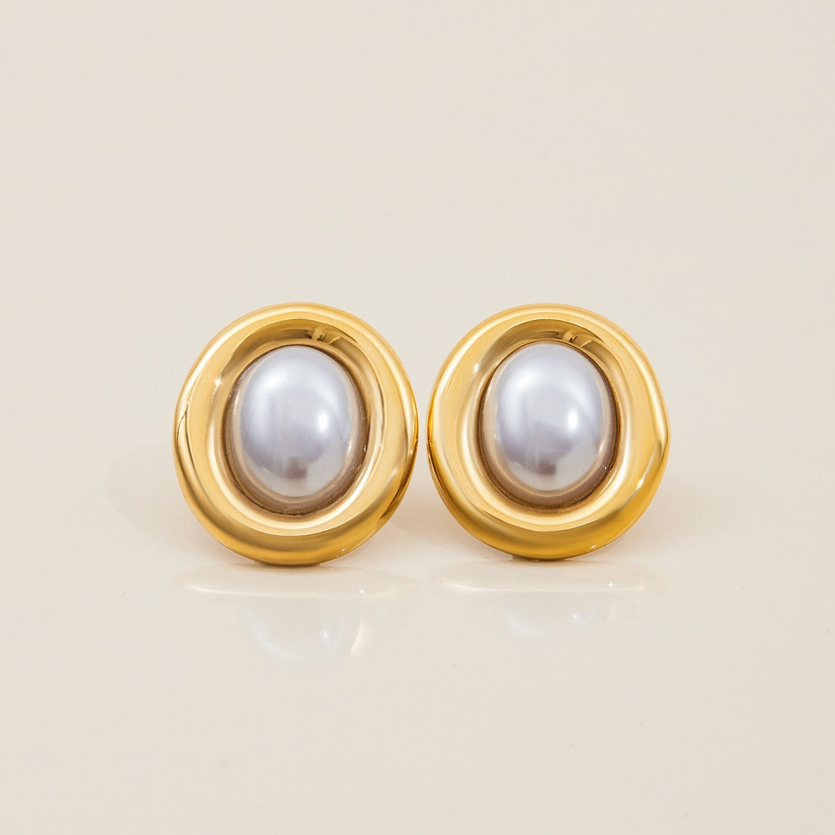 Colette – Pendientes vintage de perla de acero inoxidable