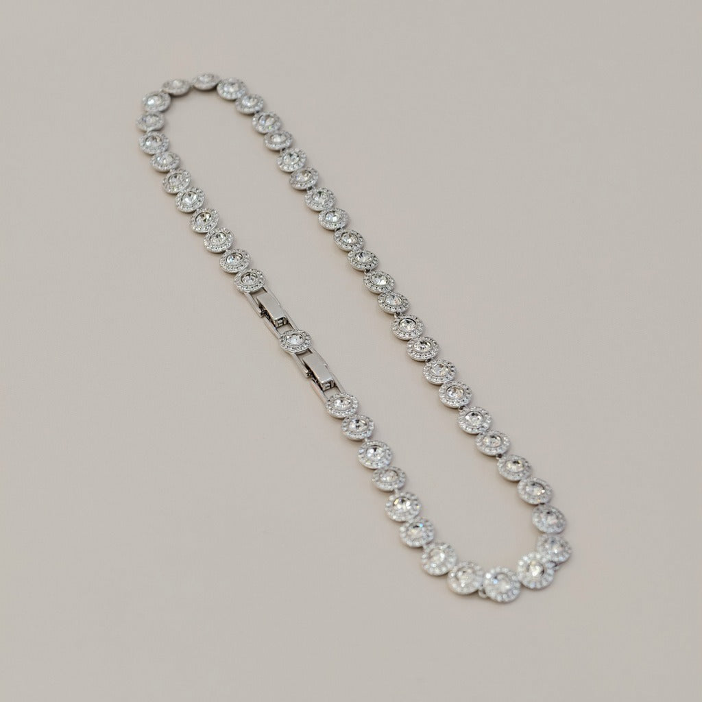 Victoria – Collar y pulsera con botón redondo brillante