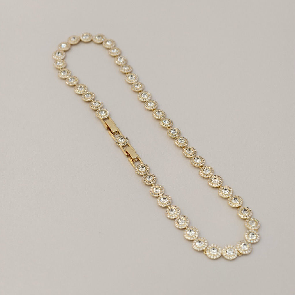 Victoria – Collar y pulsera con botón redondo brillante