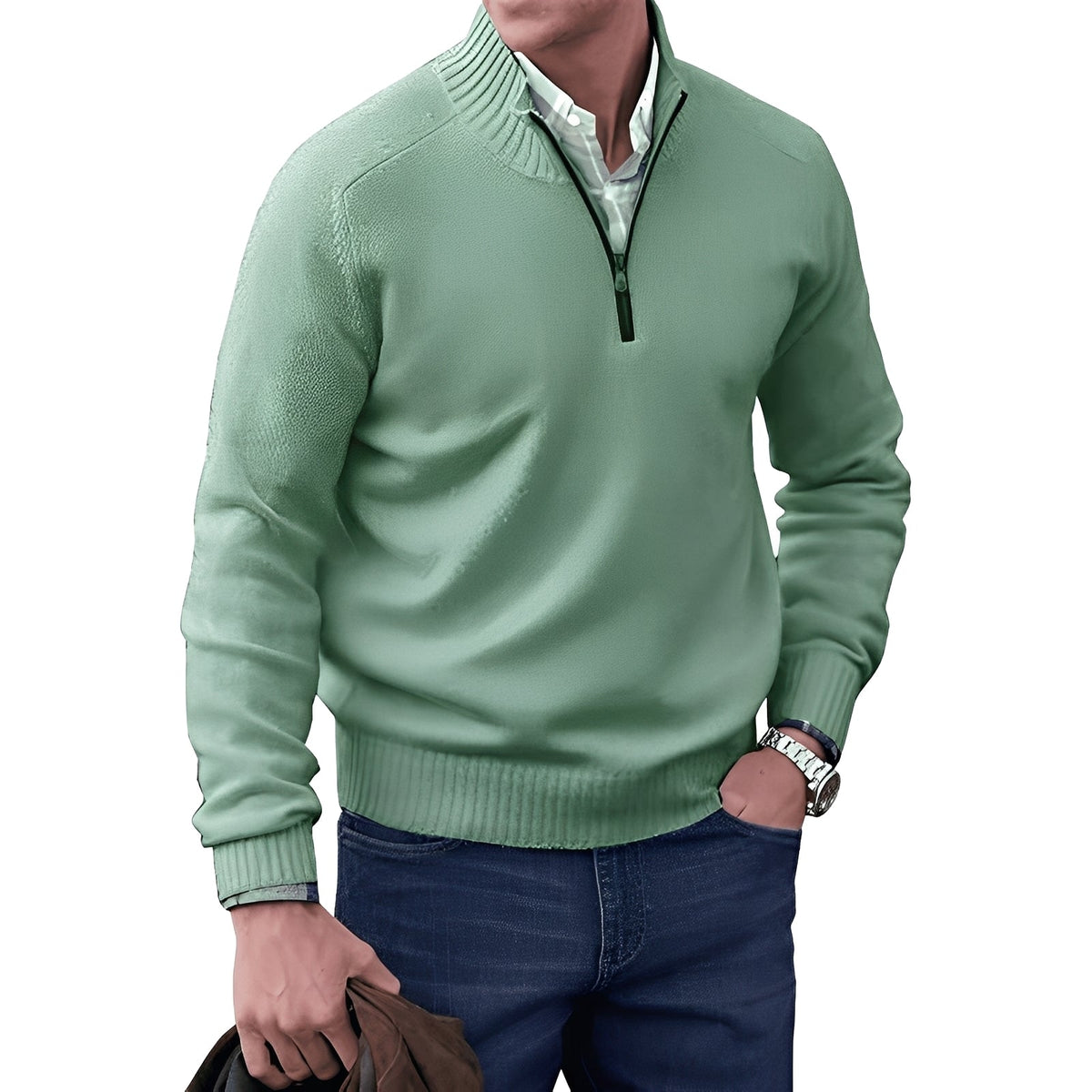 Kian - Suéter moderno para hombre con cremallera práctica