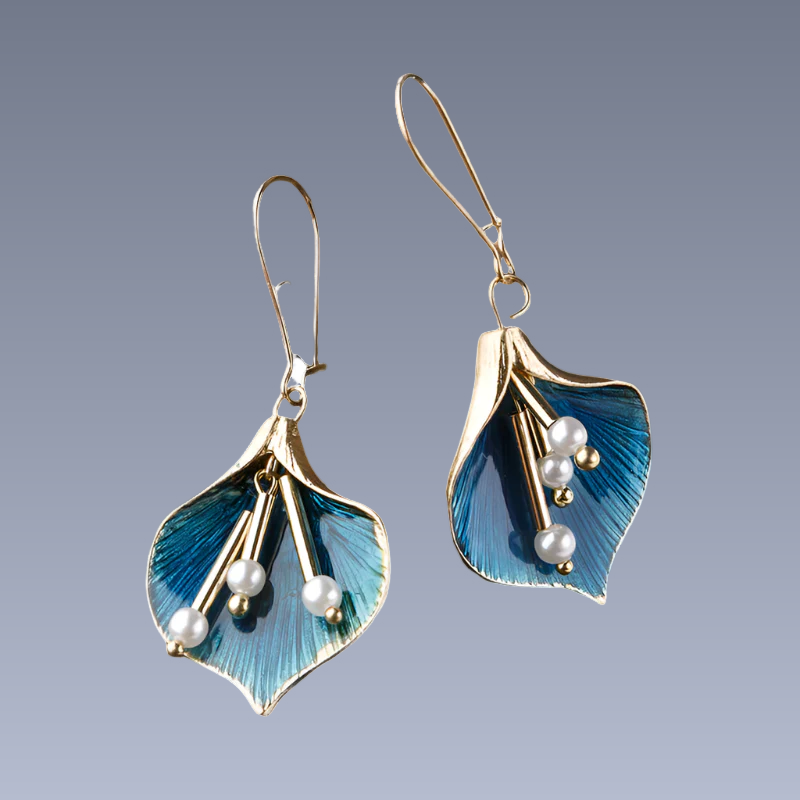 Yara – Pendientes Loto Azul de plata vintage