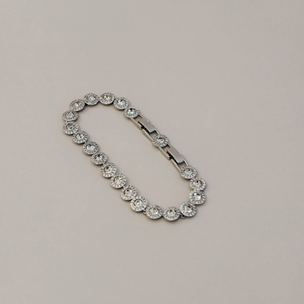 Victoria – Collar y pulsera con botón redondo brillante