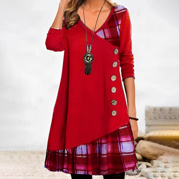 Shawnee - Vestido casual con diseño de patchwork y cuadros para mujeres