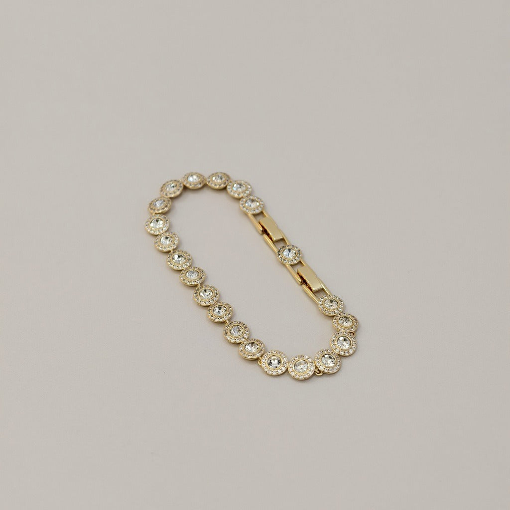 Victoria – Collar y pulsera con botón redondo brillante