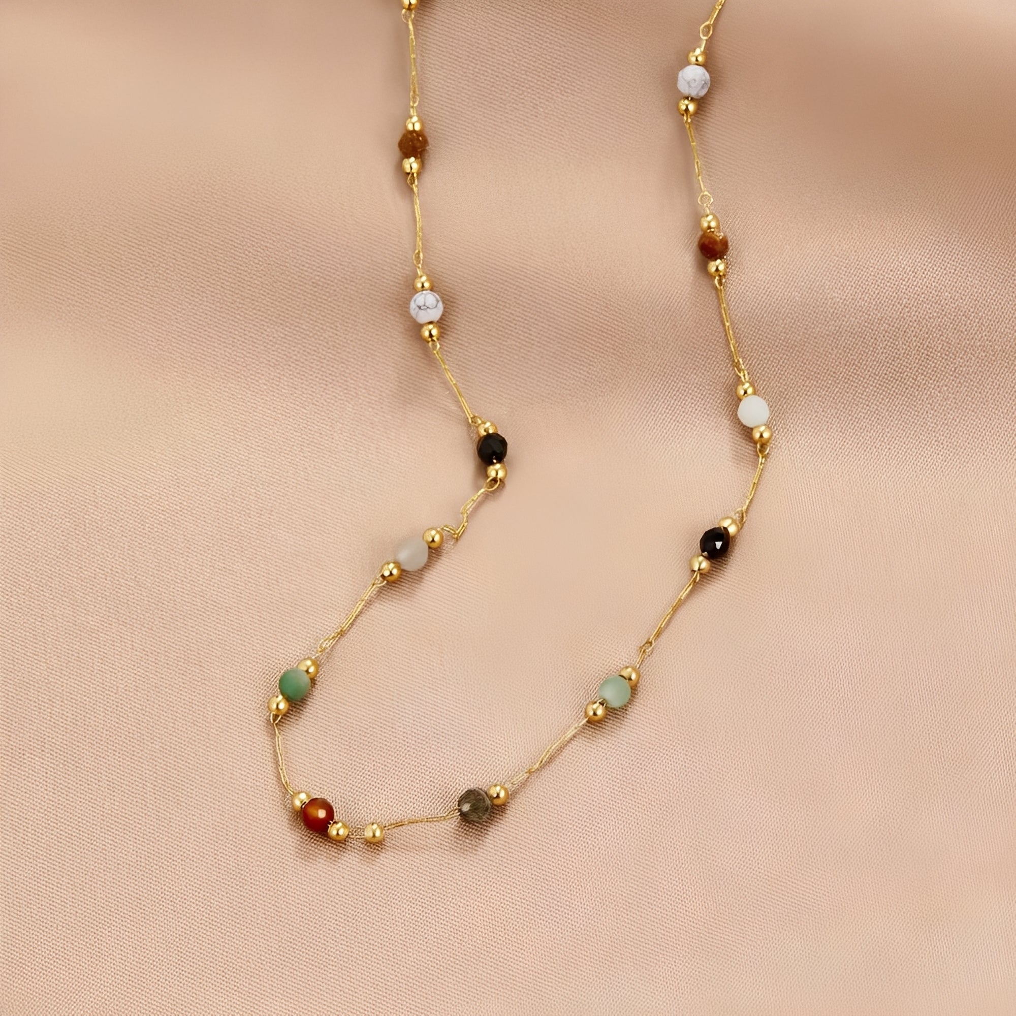 Malou – Collar de eslabones coloridos con perlas