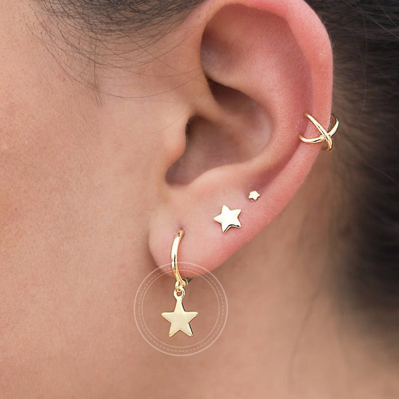 Stellia – Pendientes de estrella con cinco puntas en oro