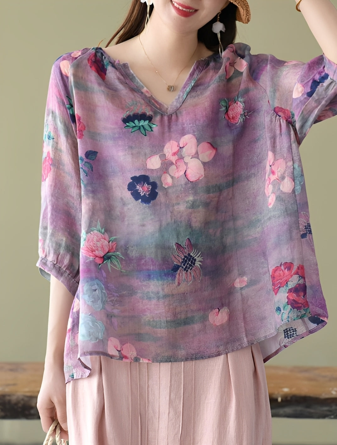 Nancy - Elegantes blusas holgadas con estampado para mujeres