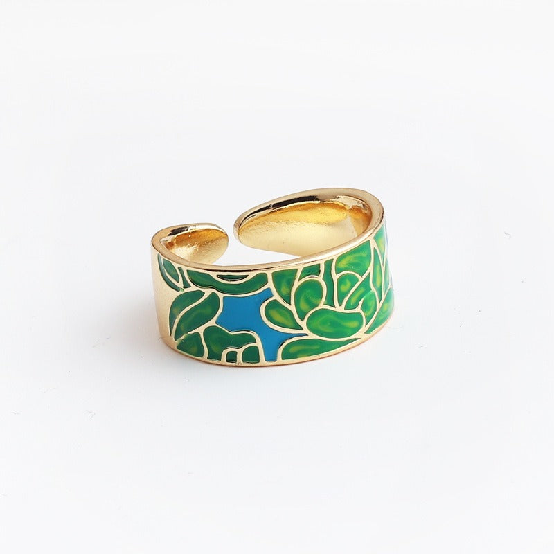 Kamille – Anillo Camille Grande Motivo de Hoja Azul