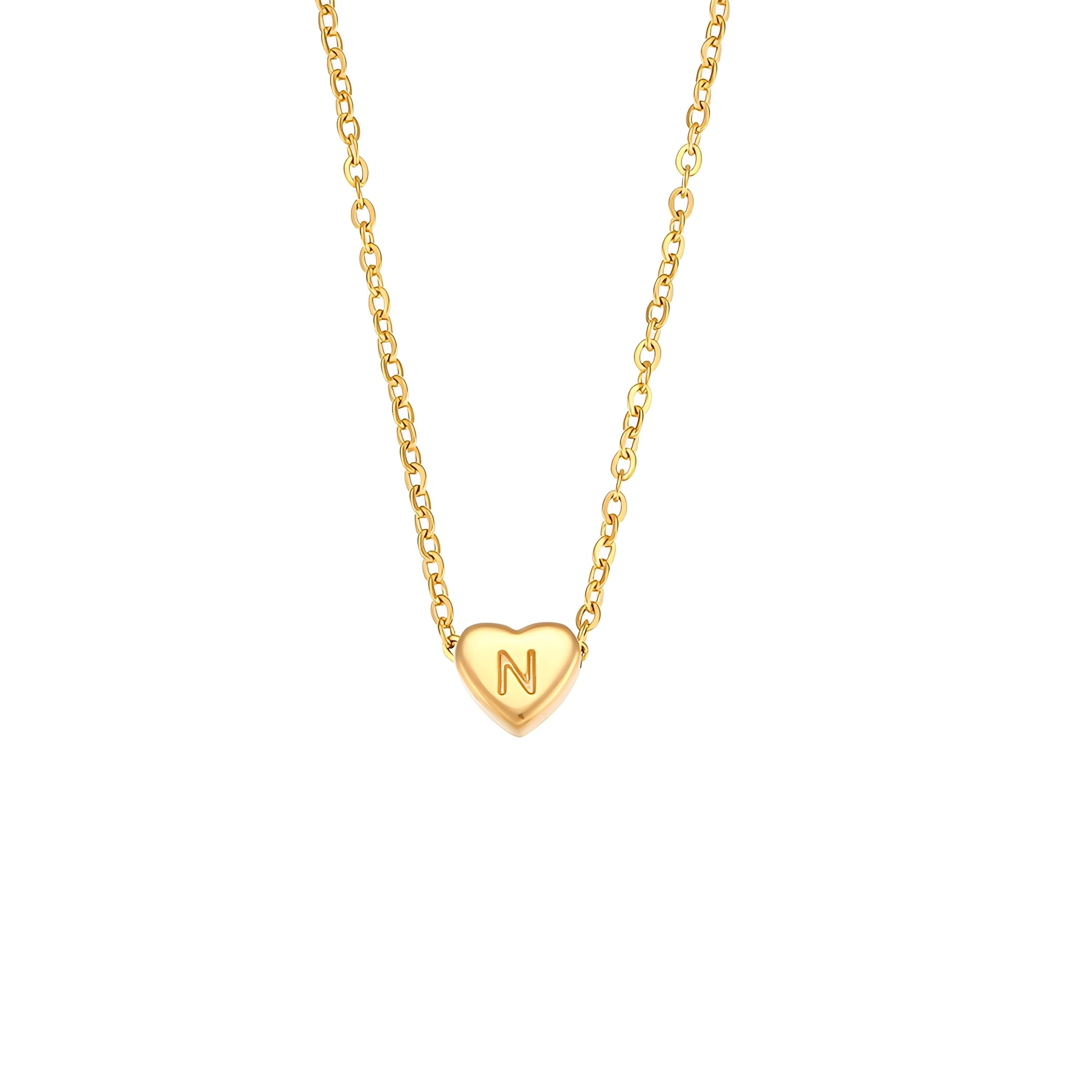 Amora – Collar con Iniciales en Forma de Corazón Baño de Oro