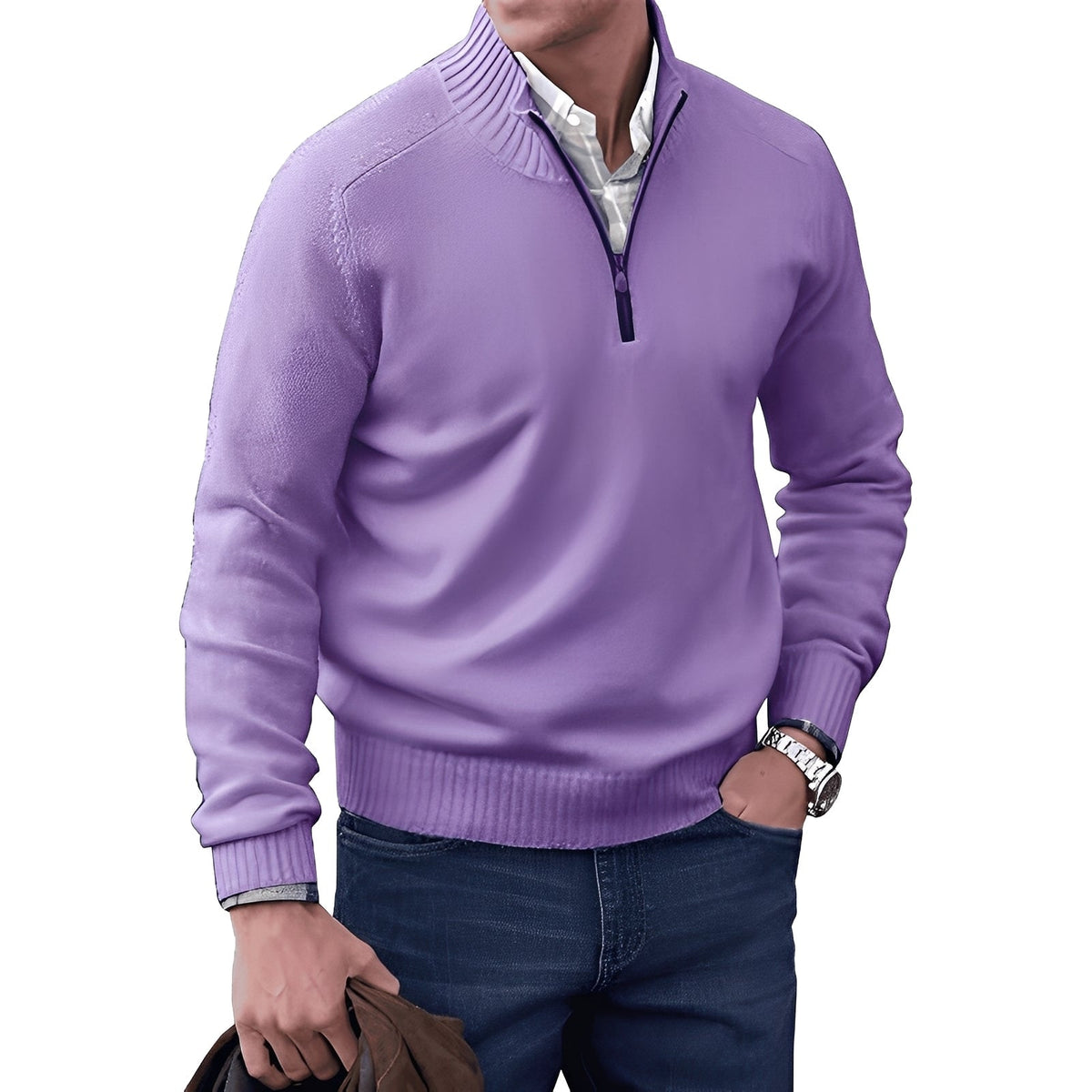 Kian - Suéter moderno para hombre con cremallera práctica