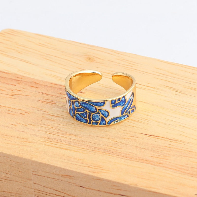 Kamille – Anillo Camille Grande Motivo de Hoja Azul