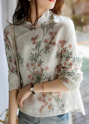 Margaret - Blusa elegante con flores para damas
