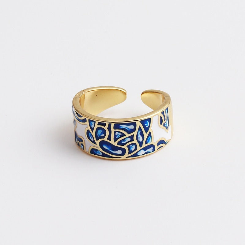 Kamille – Anillo Camille Grande Motivo de Hoja Azul