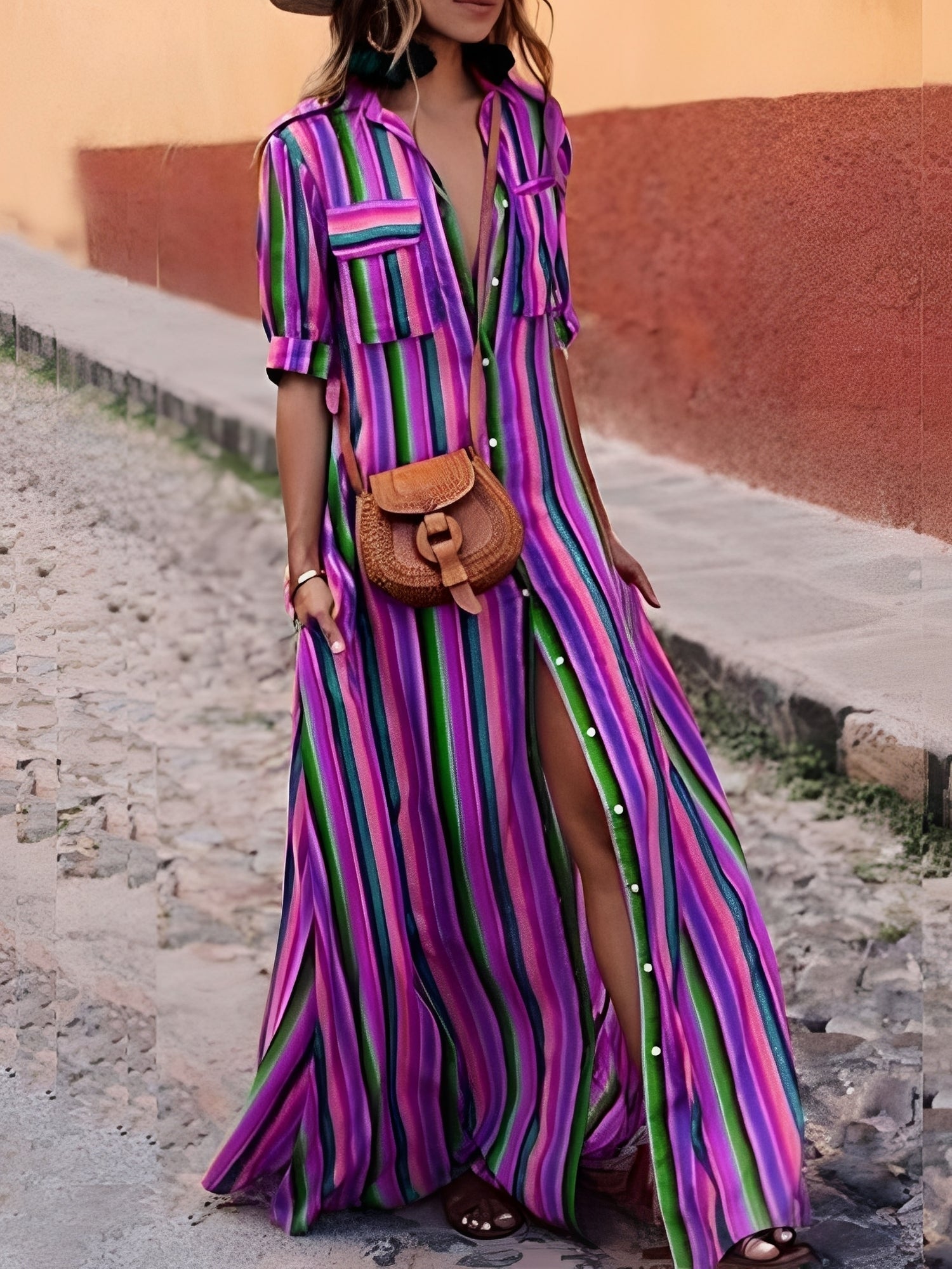Samara - Vestido Maxi a Rayas Elegante