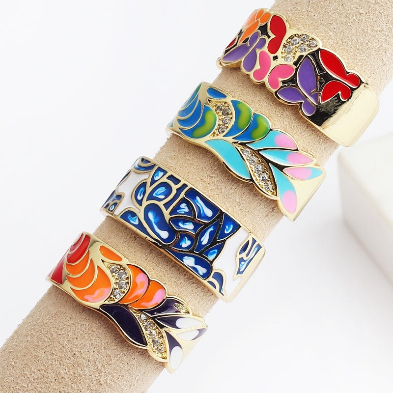 Kamille – Anillo Camille Grande Motivo de Hoja Azul