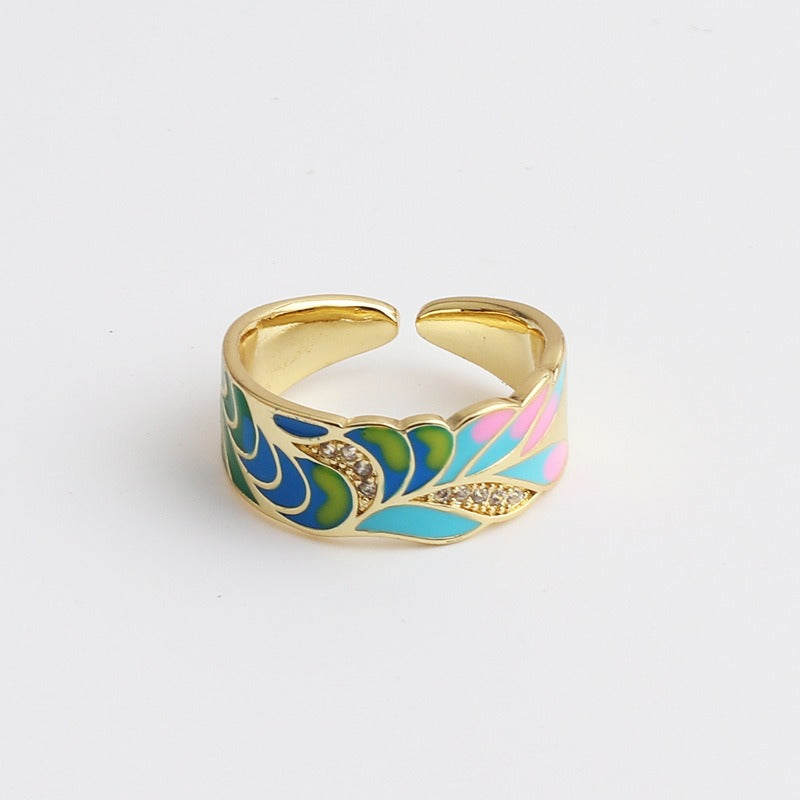 Kamille – Anillo Camille Grande Motivo de Hoja Azul