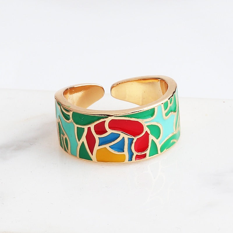 Kamille – Anillo Camille Grande Motivo de Hoja Azul